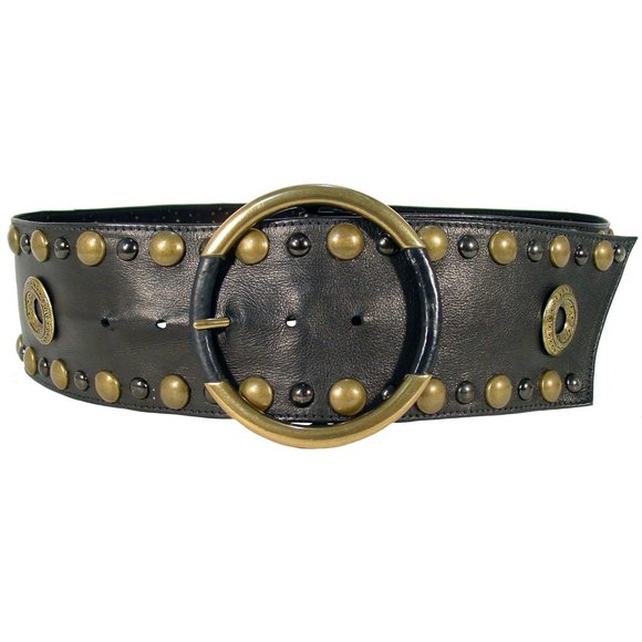 STREETS AHEAD $350 Wide Studded Belt Women's L (31"-35") Made in USA - Picture 1 of 4